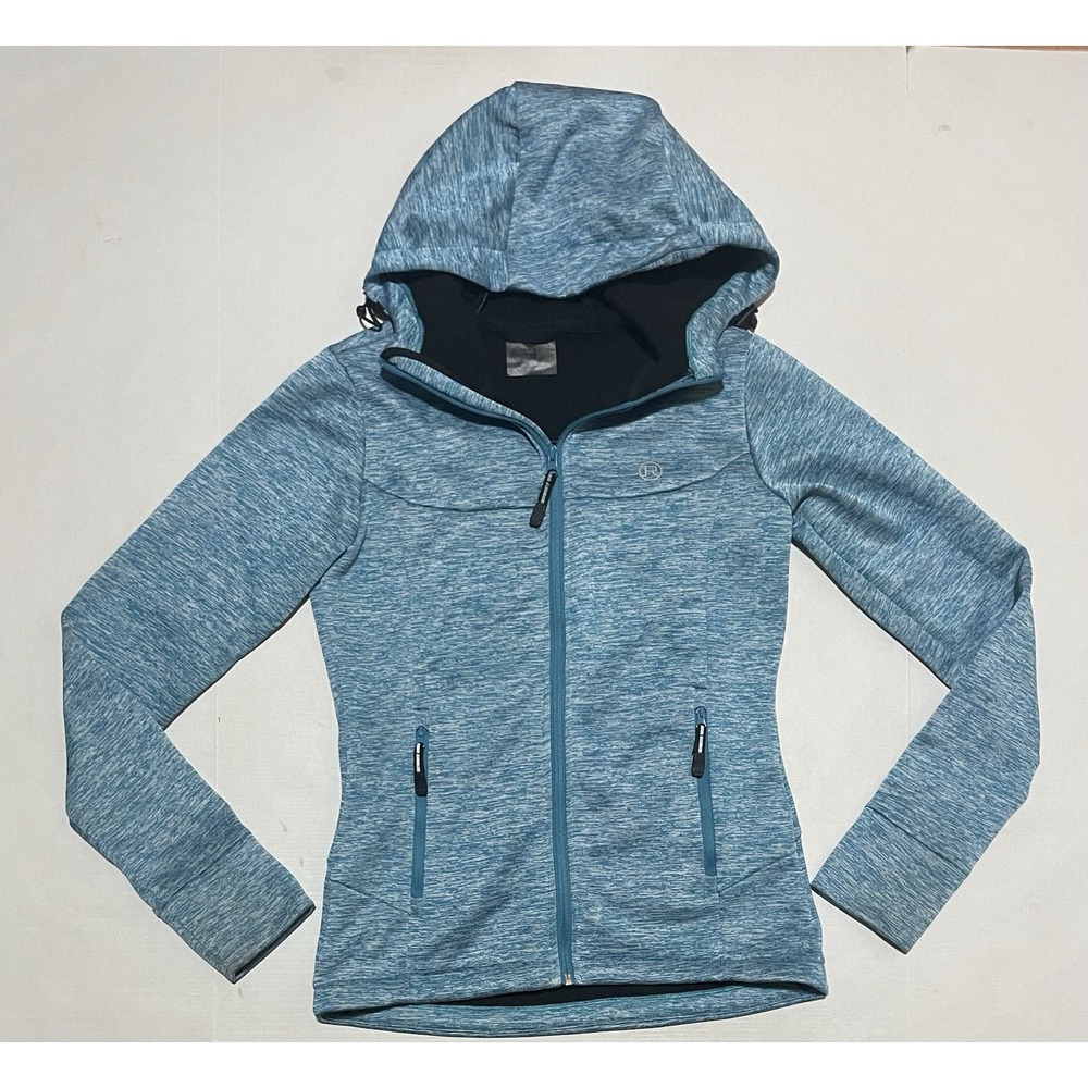 Roper Womens Size XS SoftShell Jacket Fleece Lined Full Zip Heather Blue Hoodie